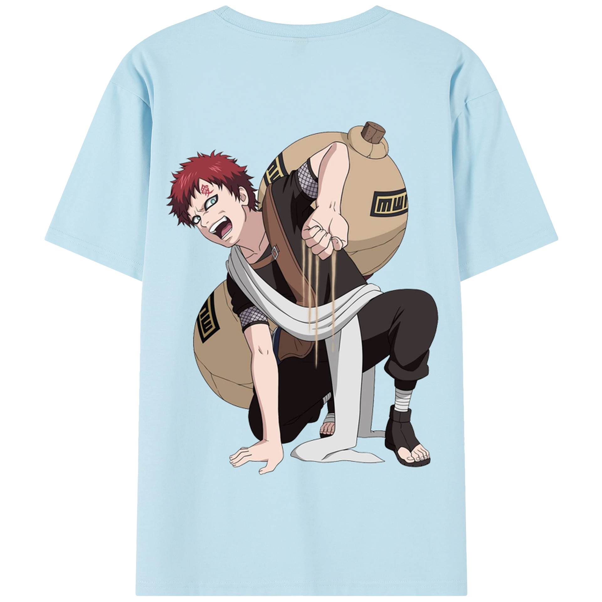 （画像用） NARUTO -ナルト- ガアラ Gaara 綿100％半袖Tシャツ（背面プリント）
